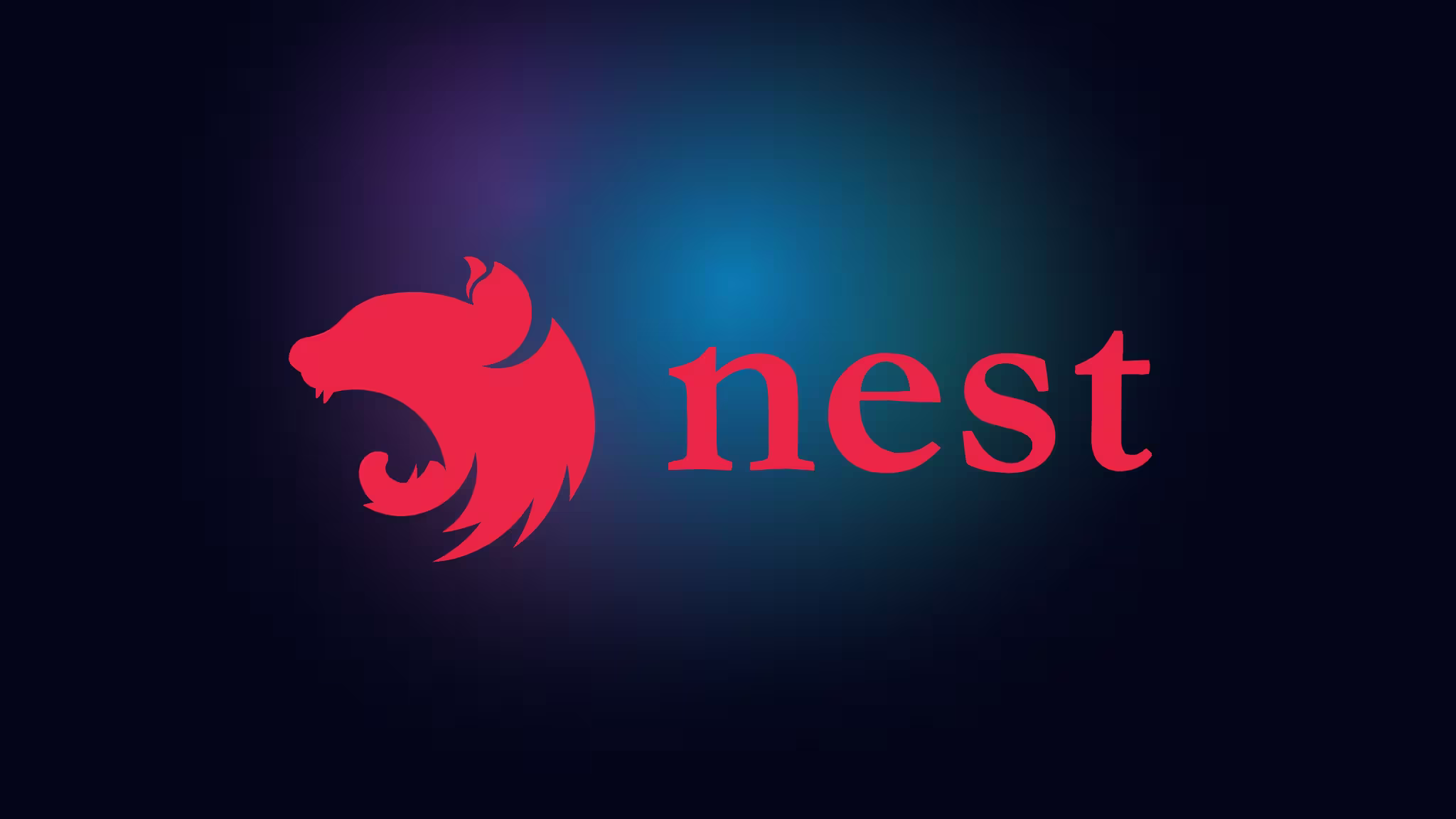 NestJS logo on a dark background